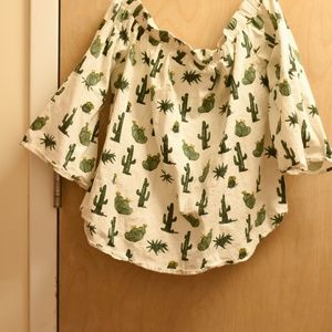 Francesca Cactus Print Off the Shoulder Top